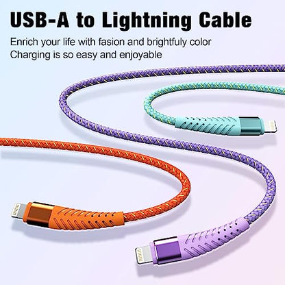 iPhone Charger Fast Charging Lightning Cable 6FT 3Pack[Apple MFi Certified] Long iPhone Charger Cord Nylon Braided USB Cable Compatible with iPhone 14/13/12 Pro Max/12Pro/11 (Pack of 3) - size: 6FT (Pack of 3)