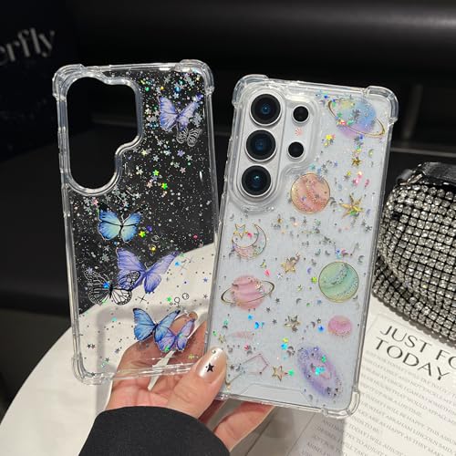 for Samsung Galaxy S26 Ultra Case, Bling Shockproof Cute Planet Women Girls Flexible TPU Stars Sparkle Glitter Anti-Scratch Protective Soft Phone Cover for Samsung Galaxy S26 Ultra, Clear - size: for Samsung Galaxy S26 Ultra