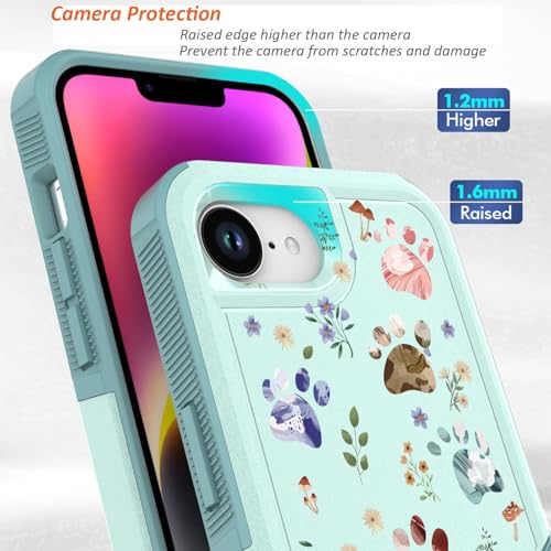 for iPhone 17e Case & iPhone 16e Case: Cute Flowers Floral Design for Girls Women Military Grade Drop Protection TPU Bumper Shockproof Silicone Phone Cover (Dog Paw/Garden) | 2025 - color: Dog Paw/Garden