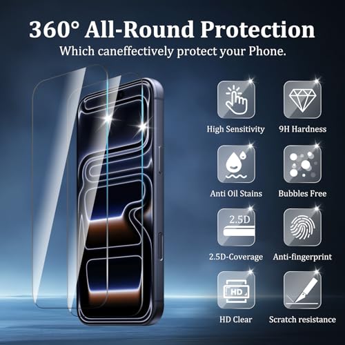 2+1+2 Pack Screen Protector for iPhone 17 Pro - size: 17 Pro