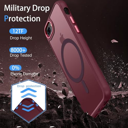 DUEDUE for iPhone 8 Plus Case, iPhone 7 Plus Case Magnetic[Compatible with Magsafe], Translucent Matte Back Protective Cover Shockproof Phone Case for iPhone 7 Plus/8 Plus, Plum - color: Plum Color