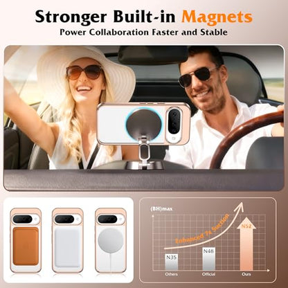 Compatible with Clear Google Pixel 9 Case & Pixel 9 Pro Case 6.3'' with 360° Magnetic Ring Stand [Plating Phone Cases],Desert Gold - color: Desert Gold, size: Pixel 9 & Pixel 9 Pro