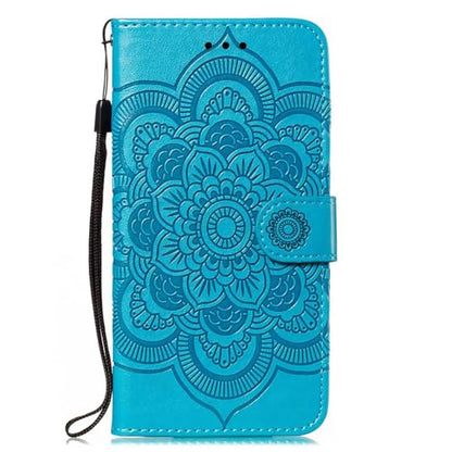 EYZUTAK Case for Samsung Galaxy A16 4G/5G, Premium Leather Magnetic Closure Flip Wallet Phone Case with Card Holder Cash Slot Stand Function Embossed Mandala Flower Slim Shockproof Lanyard Cover -Blue - color: Blue, size: Samsung Galaxy A16 4G/5G