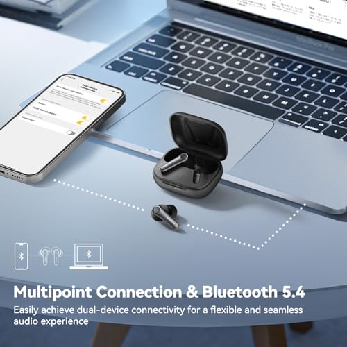 EarFun Air Pro 4 Adaptive Hybrid Noise Canceling Wireless Earbuds, Qualcomm Snapdragon Sound, aptX™ Lossless, 6 Mics AI CVC 8.0 Call, LDAC Hi-Res Audio, 52H Playtime, Bluetooth 5.4, in-Ear Detection - color: Black