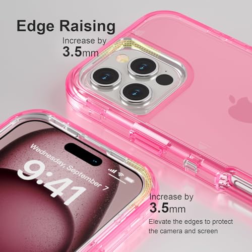 Follaroma for iPhone 16 Pro Max Case, Shockproof, Crystal Pink | Heavy Duty Shockproof Protection Phone Cases, Anti-Drop, Dual Layer Transparent Rugged Protective Cover, 6.9 inch - color: Pink, size: iPhone 16 Pro Max 6.9‘’