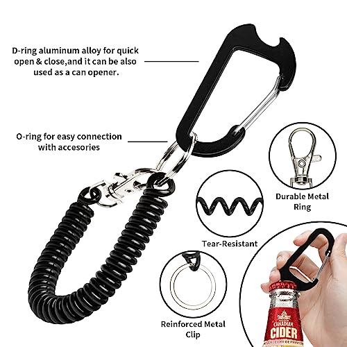 HOTEMIA Phone Tether Lanyard Anti Theft Strap with Carabiner - Anti-Drop Outdoor Accessory for Skiing, Hiking, Cycling, Fishing & Climbing - Fit Most Cell Phones (Black+Black) - color: Black+Black