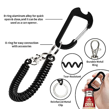 HOTEMIA Phone Tether Lanyard Anti Theft Strap with Carabiner - Anti-Drop Outdoor Accessory for Skiing, Hiking, Cycling, Fishing & Climbing - Fit Most Cell Phones (Black+Black) - color: Black+Black