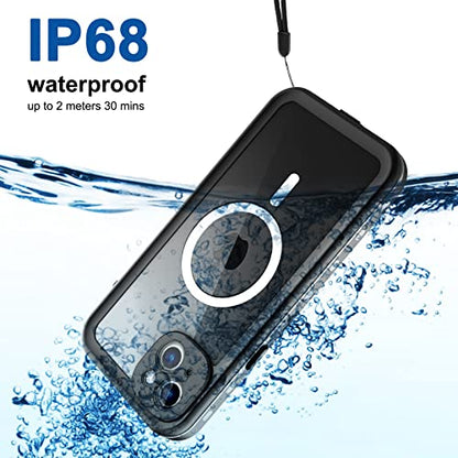 Full Body Case for iPhone 14 Plus 6.7 Inch,Waterproof DirtProof DropProof Snowproof Anti-Scratch Magnetic Clear Rugged Built-in Screen Protector Heavy Protect,Black-Gray - size: iPhone 14 Plus 6.7inch