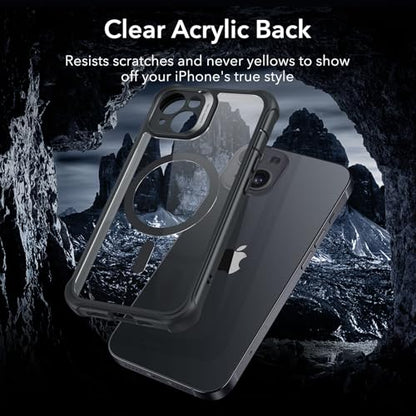 ESR for iPhone 15 Pro Max Case with Screen Protector, Clear Black | Compatible with MagSafe, with Camera Lens Protector, Military-Grade Drop Protection, Resists Scratches, Magnetic Phone Case - color: Clear Black