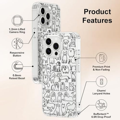 MOSNOVO Case for iPhone 13 Pro, [Compatible with Magsafe] [Buffertech 6.6ft Military-Grade Drop Protection] [Anti Peel Off Tech] Clear Phone Case Design - Doodle Dog - color: Doodle Dog, size: iPhone 13 Pro