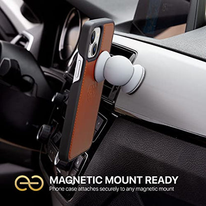 Dreem Vegan Leather Magnetic Detachable Wallet Case for iPhone 13 | Built-in Phone Stand, RFID Blocking Card Holder Flip Cover, MagSafe Compatible, Gift Box [Fibonacci: Caramel] - color: Caramel, size: iPhone 13