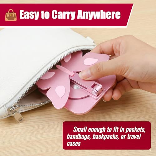 Butterfly Holder Fit for iPhone 17 16 15 14 13 12 11 Tablet iPad – Aluminum Alloy Folding Phone Kickstand with 360 Rotation, Desktop Home Stand Pink Stable Grip for All Smartphones Mobile Cell Phone