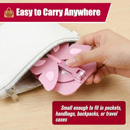 Butterfly Holder Fit for iPhone 17 16 15 14 13 12 11 Tablet iPad – Aluminum Alloy Folding Phone Kickstand with 360 Rotation, Desktop Home Stand Pink Stable Grip for All Smartphones Mobile Cell Phone
