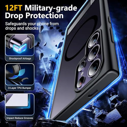 SPIDERCASE Samsung Galaxy S24 Ultra Case with Invisible Kickstand, Magnetic, Shockproof, Slim, Black - color: Black