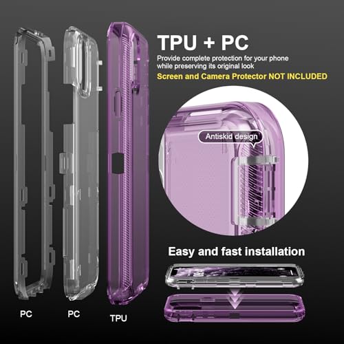 Follaroma for iPhone 11 Pro Max Case, 6.5 inch, Crystal Purple | Heavy Duty Shockproof Protection Phone Cases, Anti-Drop, Military Grade Dual Layer Transparent Rugged Protective Cover - color: Purple, size: iPhone 11 Pro Max 6.5‘’