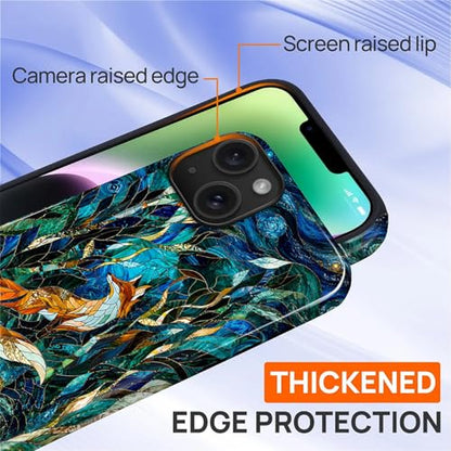 Case Compatible with iPhone 14 Plus, Cute Dual Layer Hybrid Phone Cover, Military Grade Drop Protection, Aesthetic Shockproof Phone Case for Women Girls, Woodland Fox Stained Glass - color: Woodland Fox Stained Glass, size: Iphone 14 Plus