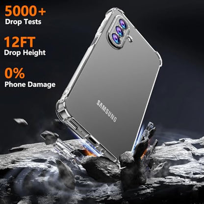 Phone Case for Samsung Galaxy A17 5G Case, Samsung A17 5G Case with Tempered Glass Screen Protector, Soft Flexible TPU Slim Fit Shockproof Phone Cover for Women Men Girls Boys (Clear) - color: Clear
