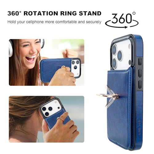 ONETOP for iPhone 18/17 Pro Wallet Case with Credit Card Holder,Blue - color: Blue