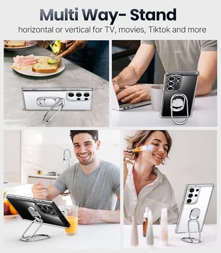 Shields Up for Samsung Galaxy S24 Ultra Case with Stand, Galaxy S24 Ultra Case Clear with Double Ring Holder [Adjustable & Foldable] Shockproof Protective Cover - Clear - color: Clear, size: Galaxy S24 Ultra