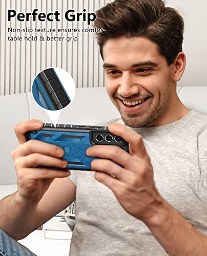SOiOS for Samsung Galaxy S22 Protective Case: Military Grade Drop Proof Protection Mobile Phone Cover with Kickstand | Rugged Shockproof TPU Matte Textured Sturdy Phone Bumper (Blue) | 20FT Military-Grade Drop Shockproof Protection, Durable Matte Textured