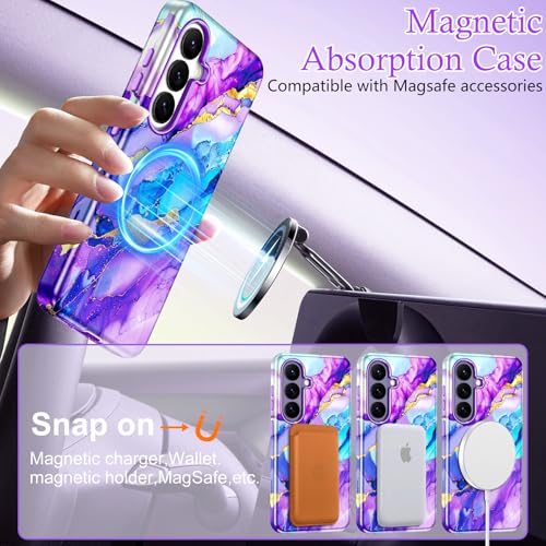 Btscase for Samsung Galaxy S26 Case, [Military Grade Drop Tested] Marble Pattern Design Slim Rugged Shockproof Women Girls Men Protective Anti-Scratch Cover, Magnetic-Amethyst - color: Magnetic-Amethyst, size: Samsung Galaxy S26