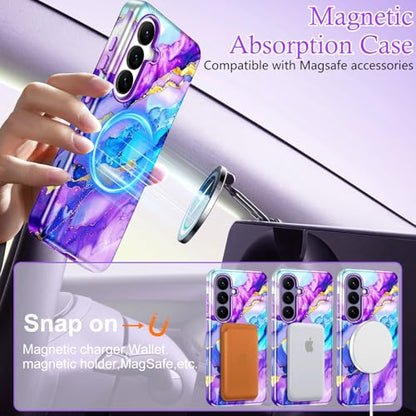Btscase for Samsung Galaxy S26 Case, [Military Grade Drop Tested] Marble Pattern Design Slim Rugged Shockproof Women Girls Men Protective Anti-Scratch Cover, Magnetic-Amethyst - color: Magnetic-Amethyst, size: Samsung Galaxy S26