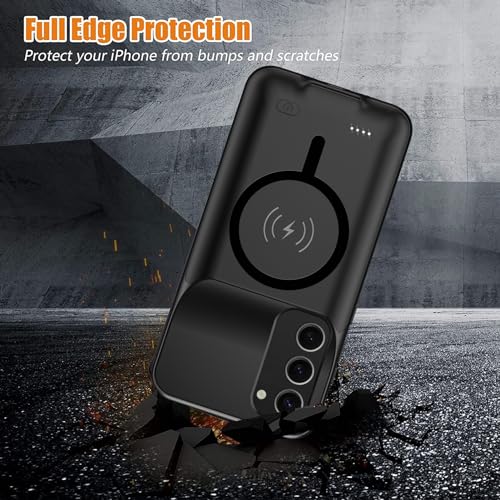 Battery Case for Galaxy S23, 10000mAh High Capacity Portable Rechargeable Protective Case Supported Qi Wireless Charging Compatible with Galaxy S23 (6.1 inch) Extended Battery Charger Cover -Black - size: Galaxy S23