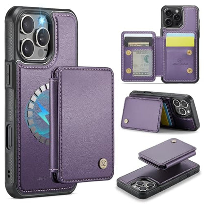 Wallet Case for iPhone 16 Pro Max Compatible with MagSafe for Men Women, Detachable Magnetic Wallet Phone Case with Card Slot Holder RFID Blocking for iPhone 16 Pro Max 6.9 inch (Purple) - color: Purple