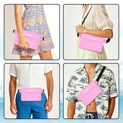 ivoler 2-Pack Waterproof Fanny Pack & Phone Pouch, Dry Bag for Passport, Phone & Wallet, Floating Waterproof Phone Case for Beach, Swimming, Kayaking, Boating, Cruise Essentials & Travel Light Pink - color: Light Pink