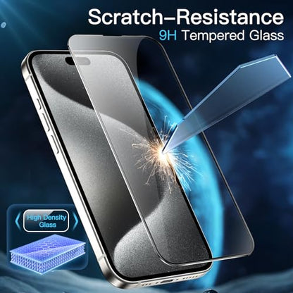 JETech Screen Protector for iPhone 15 Pro, 2-Pack - size: iPhone 15 Pro