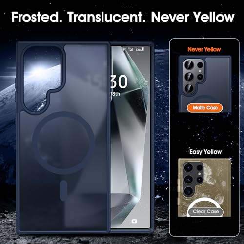 Oterkin Magnetic Samsung Galaxy S26 Ultra Case, Dark Blue | Matte, Compatible with MagSafe, Frosted Translucent, Shockproof Anti-Scratch Slim Fit, Military Grade Protection - color: S26 Ultra-Dark Blue, size: Galaxy S26 Ultra Case 6.9''