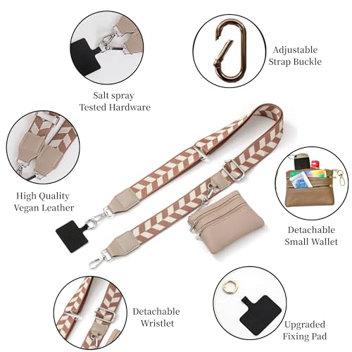 Crossbody Body Phone Holder for Women, New Phone Strap with Zippered Pouch, Adjustable Crossbody Strap - color: Dark Brown