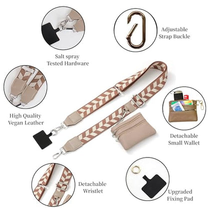 Crossbody Body Phone Holder for Women, New Phone Strap with Zippered Pouch, Adjustable Crossbody Strap - color: Dark Brown