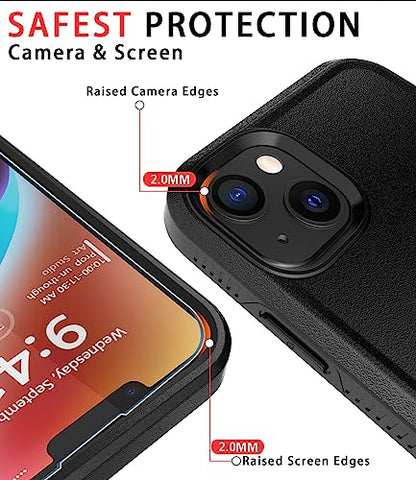 Diverbox for iPhone 14 case [Shockproof] [Dropproof] [Tempered Glass Screen Protector ],Heavy Duty Protection Phone Case Cover for Apple iPhone 14 (Black-2in1) - color: BLACK-2in1
