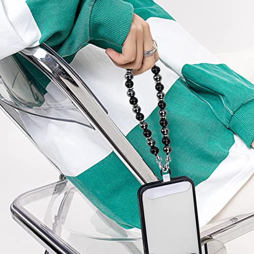 VICHUNHO Marble Beaded Phone Wrist Strap - color: Obsidian Black