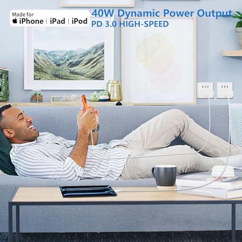 iPhone 17 Pro Max Charger Fast Charging, 40W Dynamic Power Adapter with 60W Max Woven 6FT USB-C Cable Data Sync for iPhone 17/Air/16/15 Plus/16/15 Pro Max/iPad Air mini Pro/AirPods Pro - size: 1 Pack