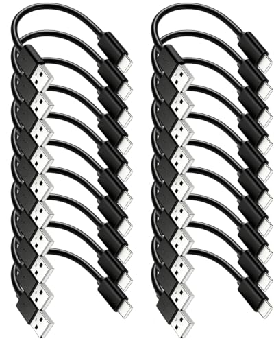 Short USB to USB C Cable 6 inch 20-Pack, Fast Charging Data Sync A to C - color: Black, size: 6Inches