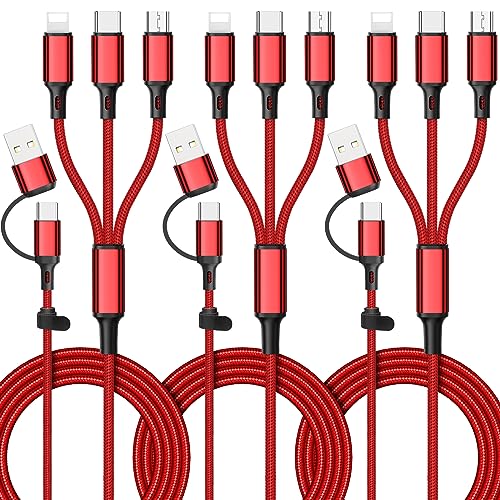 Ankndo 6 in 1 Multi Charging Cable, Multi Charger Cable for All Devices - color: Red