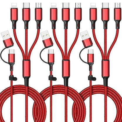 Ankndo 6 in 1 Multi Charging Cable, Multi Charger Cable for All Devices - color: Red
