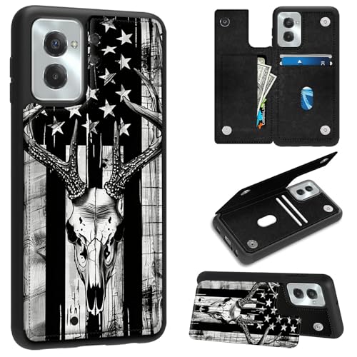 for Motorola Moto G Power 5G 2024 6.7" Wallet Case with Credit Card Holder, Shockproof Protective Kickstand Credit Card Slot Holder Flip Soft PU Leather Cover, Flag Deer - color: Flag Deer