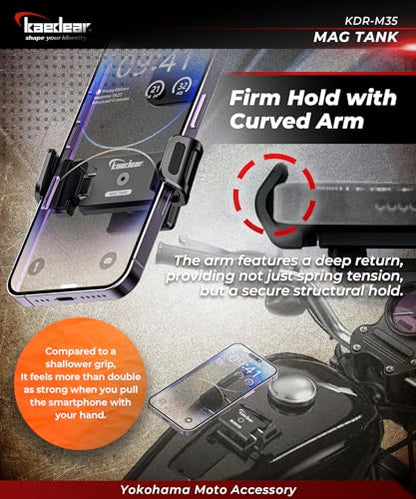 Kaedear Magnetic Motorcycle Phone Mount, 360° Rotating, KDR-M35 - color: Black