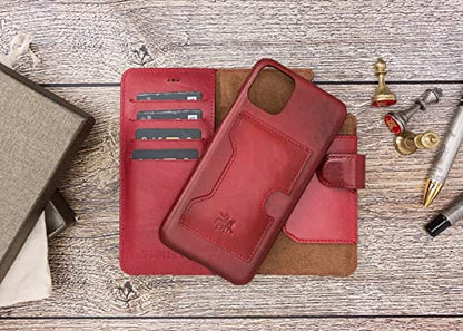 Venito Florence Leather Wallet Phone Case Compatible with iPhone 13 Pro (6.1 inch) - Extra Secure with RFID Blocking - Detachable Phone Wallet (Burnt Red)* - color: Burnt Red, size: iPhone 13 Pro