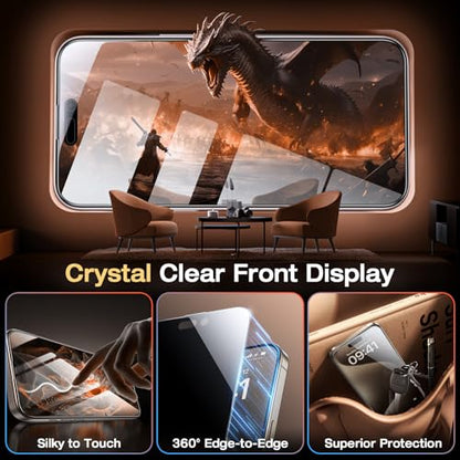 EGV 2 Pack Compatible for iPhone 15 Pro Privacy Screen Protector [6.7 Inch], 9H+ Military Grade Shatterproof Tempered Glass, Dust-Free Alignment Frame, Easy to Install for Beginners, Bubble-Free - size: iPhone 15 Pro