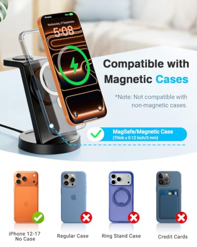 25W MagSafe Charging Station, 3-in-1 Magnetic Wireless Charger for Apple - color: Black-1