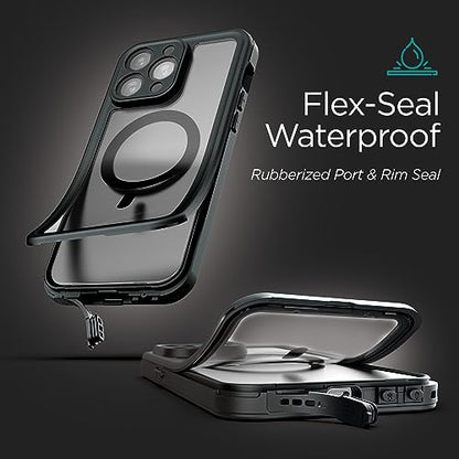 Encased Titan Designed for iPhone 15 Pro Max Waterproof Case with Belt Clip (Compatible with MagSafe) Full Body Protective Phone Case with Holster (iPhone 15 Pro Max) - size: iPhone 15 Pro Max