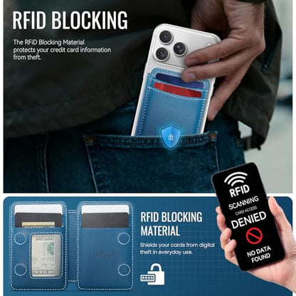 for Magsafe Wallet Magnetic RFID Blocking Card Holders, Blue - color: Blue