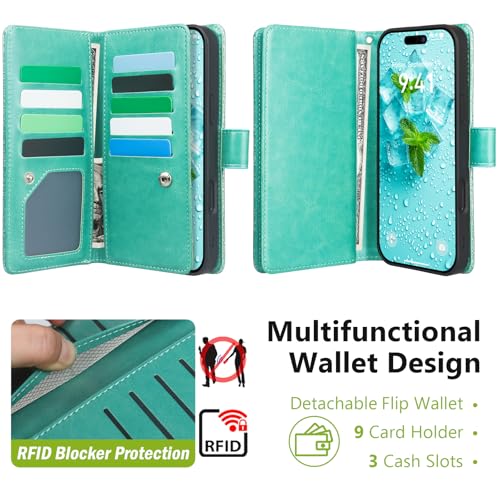 Varikke for iPhone 17 Pro - Case Wallet Magnetic Detachable, Mint Green - color: (Standard) Mint, size: iPhone 17 Pro 6.3"