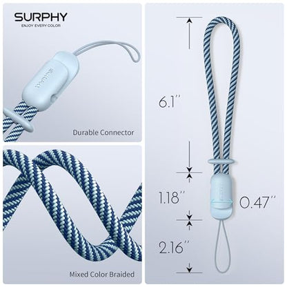 SURPHY 2 Pack Phone Lanyard, Phone Wrist Strap for Case, Camera Wrist Strap - color: Cloud Blue & Gray