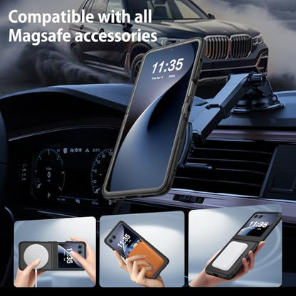 GUAGUA for Motorola Razr 2024 Case/Razr 2025 Case, Magnetic Cases Translucent Matte Back [Compatible with Magsafe] Slim Protective Shockproof Phone Case for Moto Razr 2024/2025 6.9'', Black - color: Black