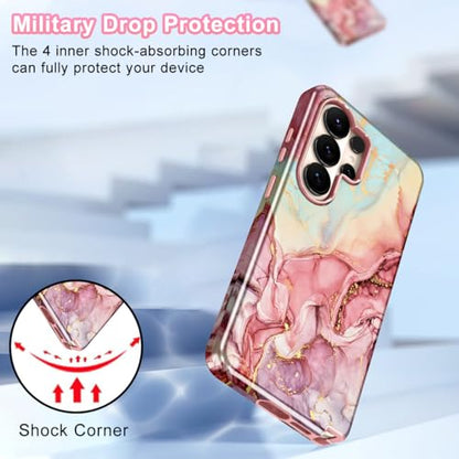 Btscase for Samsung Galaxy S26 Ultra Case, [Military Grade Drop Tested] Marble Pattern Design Slim Rugged Shockproof Women Girls Men Protective Anti-Scratch Cover, All Rose Gold - color: All Rose Gold, size: Samsung Galaxy S26 Ultra